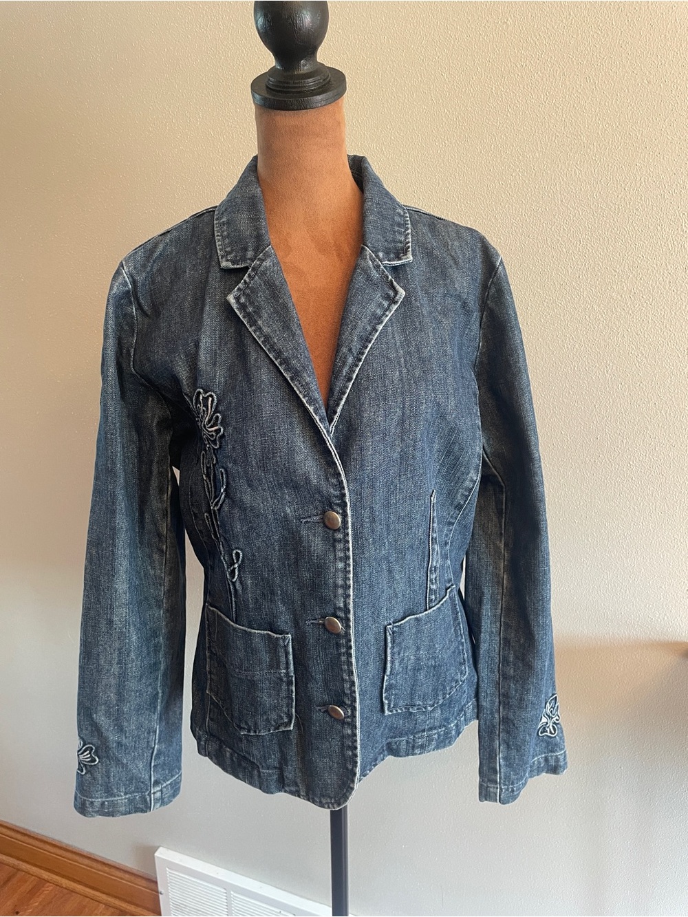 Vintage Christopher & Banks Dark Wash Denim Blazer Jacket